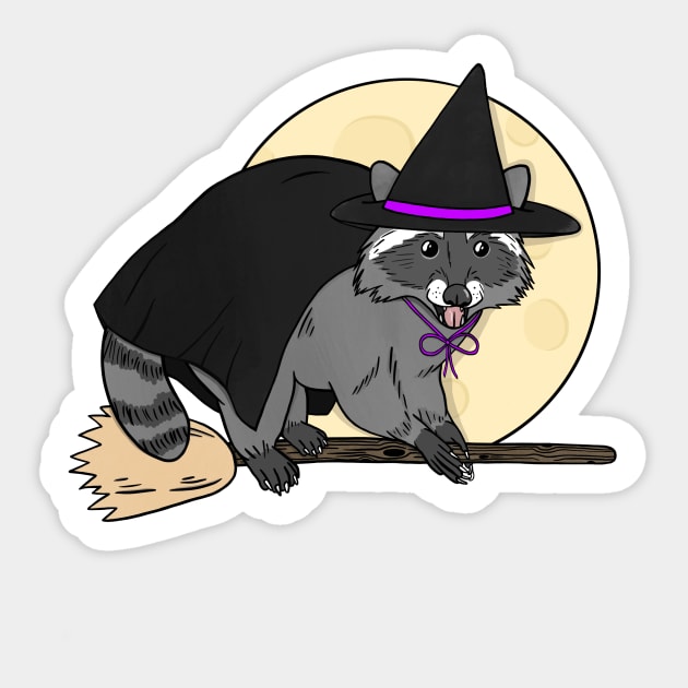 Halloween Witch Raccoon Sticker by astonishingemma